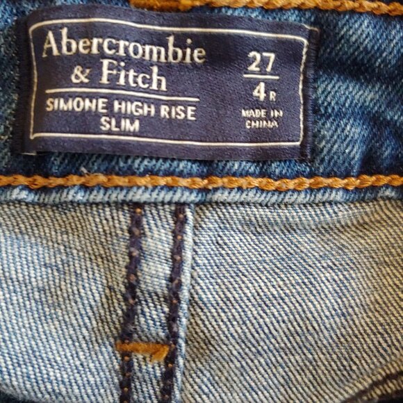 Abercrombie & Fitch exposed zipper Simone high rise slim denim jeans 27 - Picture 10 of 10